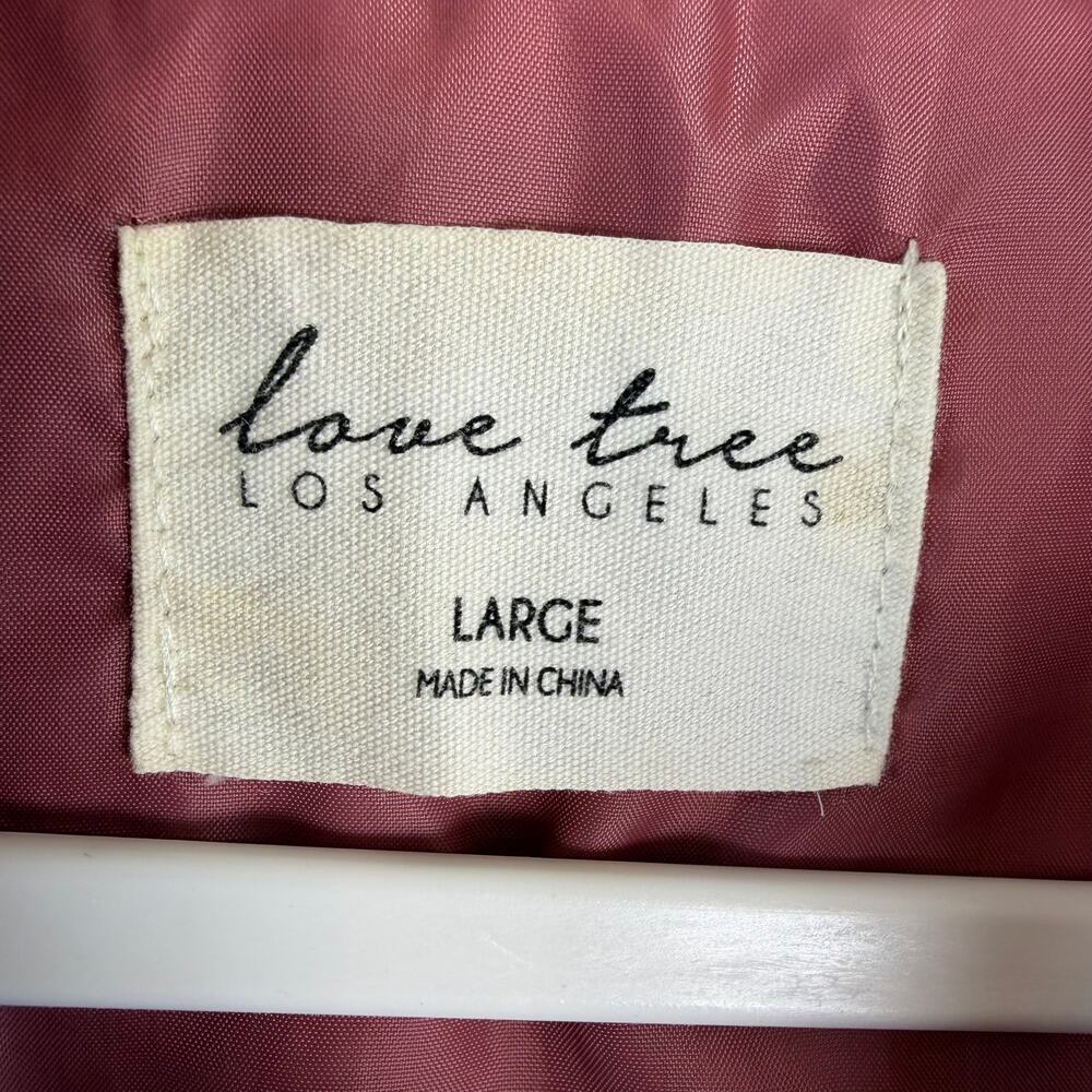 Love Tree‎ Hooded Sherpa Teddy Bomber Jacket Women Size L Dusty Rose Pink - Picture 2 of 5